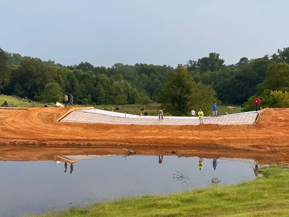 Lake spillway concrete pour — before