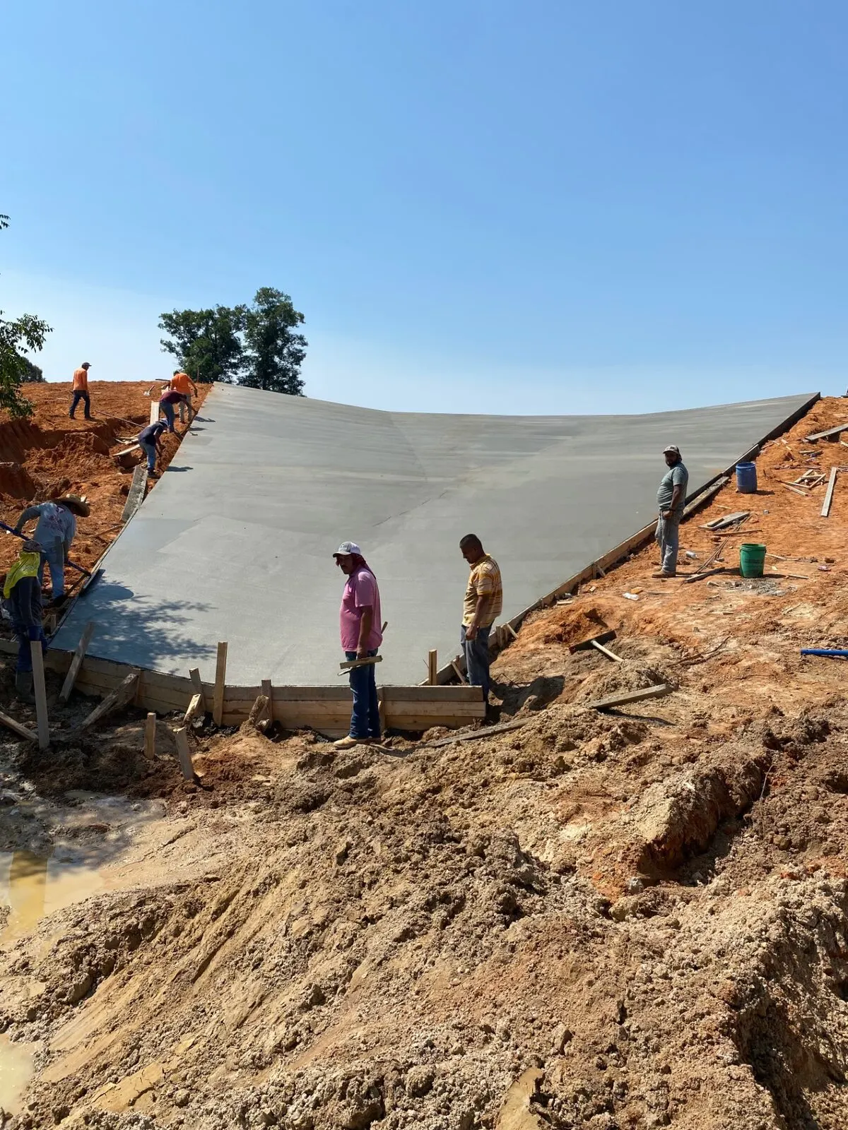 Lake spillway concrete pour — after