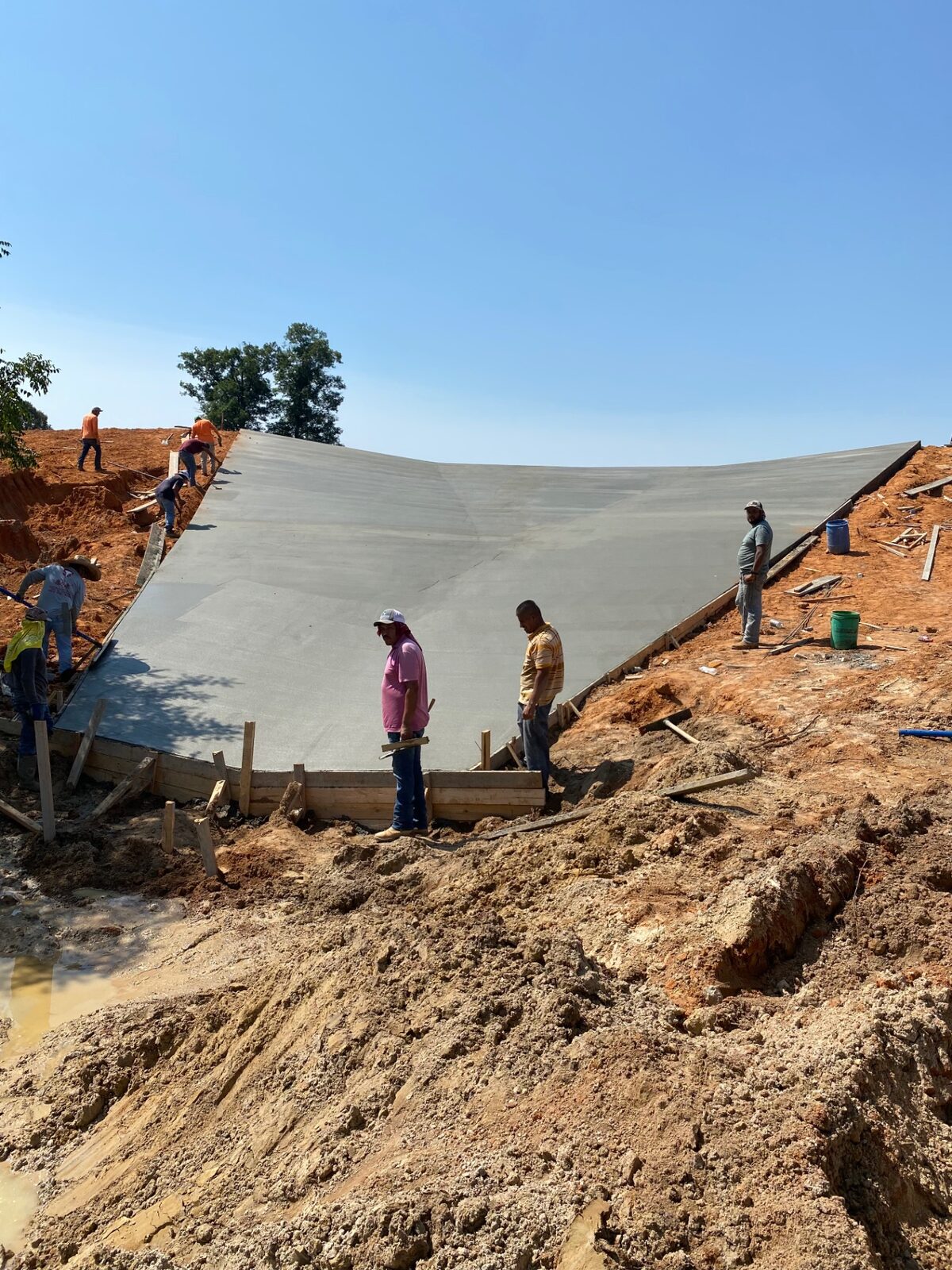 Lake spillway concrete pour — after